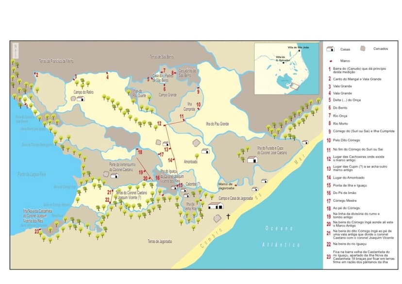 Mapa histórico da Baixada Campista e do entorno lagunar